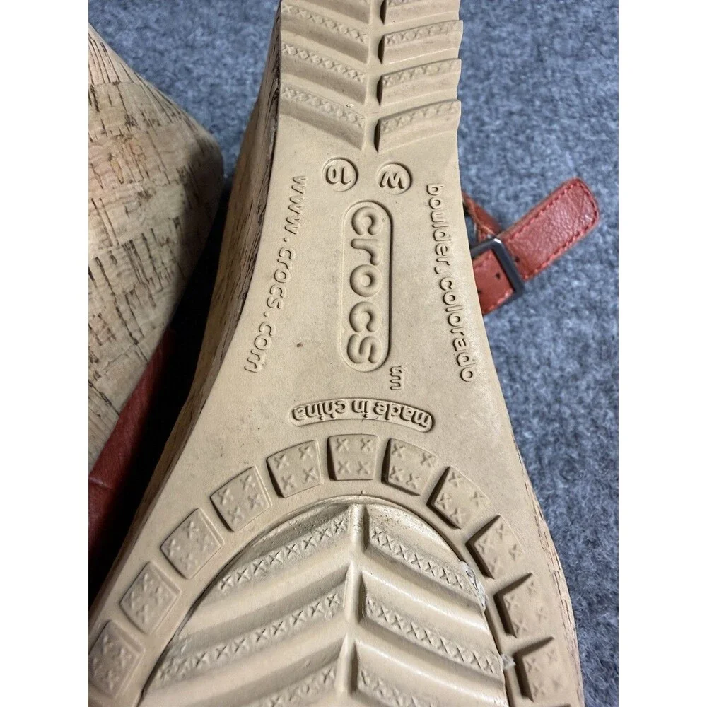 Crocs A‑Leigh Leather Slingback Wedge Sandals – Women’s 10 - Picture 5 of 7